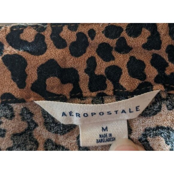 Aeropostale Wrap Skirt Womens Size Med Leopard Print Brown Black Mini - Picture 5 of 9